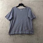 J Jill Womans Blouse Top Multicolor Striped Petites Medium Cotton Blend Pullover