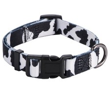 Cow Print Dog Collar Animal Pattern White Black Small Adjustable Pet Neck Belt