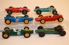 6 Vintage 1960's Matchbox Aurora Cars B.R.M. Racing / Lotus Race Car / Ferrari