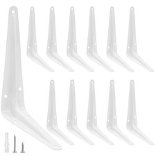 12pcs 6 Inch Shelf Brackets, Heavy Duty L Bracket, 5x6 Inch-White, White