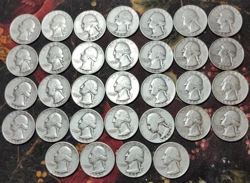 33 - 90% Silver Washington Quarters 1951 - 1953  VF