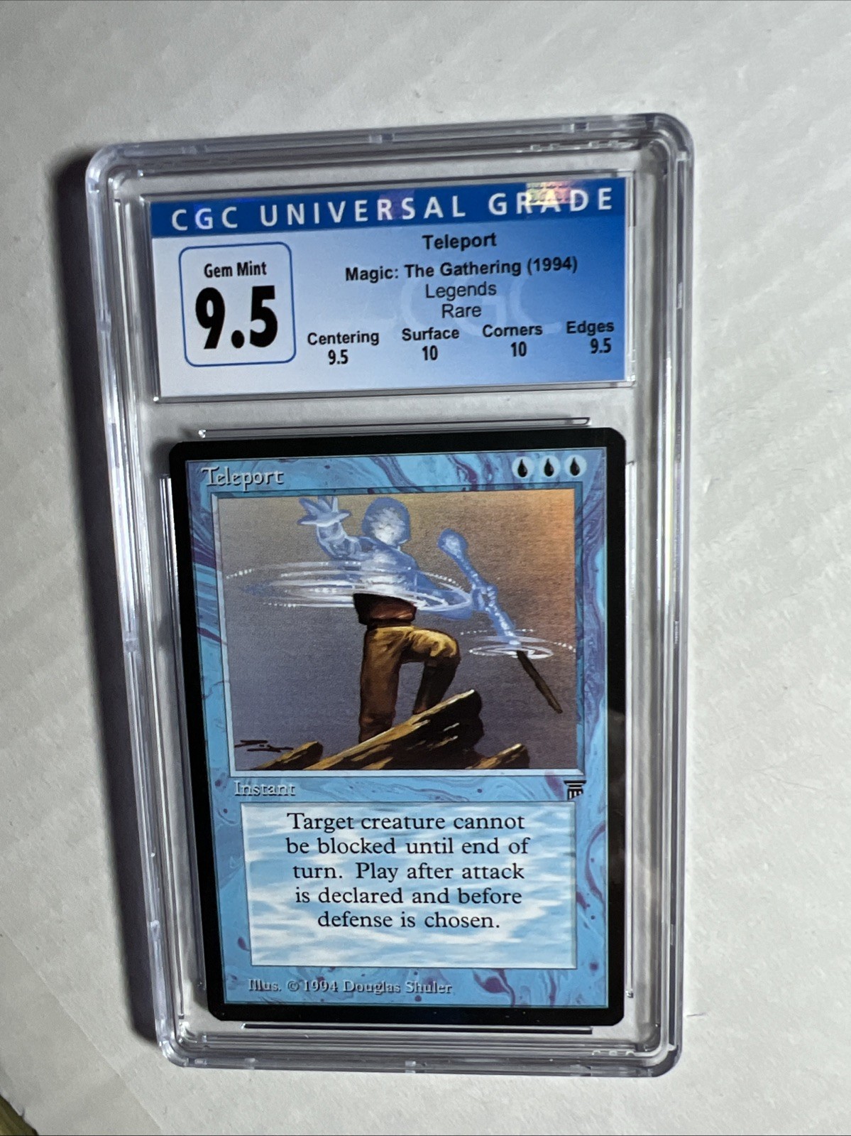 MTG Legends Teleport CGC 9.5 Quad++ GEM MINT (10 surface,10 edges,9.5,9.5)  1994