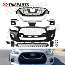 Skyline 400R Style Front Bumper Grille w/Chrome Trim For 2014-2022 Infiniti Q50