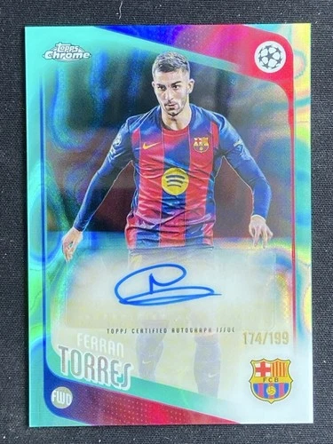 Ferran Torres 2025-26 Topps Chrome UCC Aqua Lava Refarctor Auto /199 #BA-FT