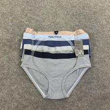 Nautica Underwear Womens Medium Multicolor Brief Panties 5 Pack Logo Waistband