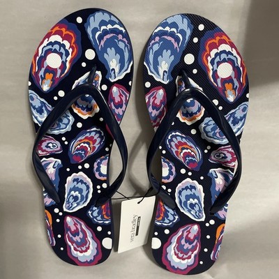 Vera Bradley Women's Flip Flops Oyster Bar Multi 52110-21793L Size 9-10 Large