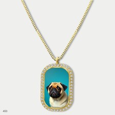 Gorgeous Cute Pug Dog Breed Fashion Pendant Necklace Chain Picture Dog Tag Chain