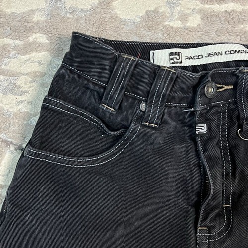 Deadstock Y2K Paco Jeans Boys YOUTH Sz 8 Black Denim Baggy Carpenter Pants - Picture 12 of 13