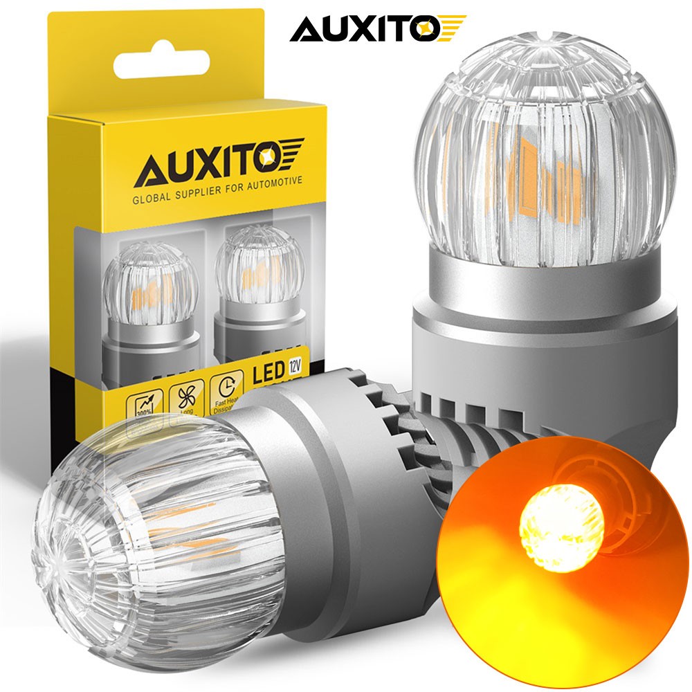 7443 W21W LED DRL Super Bright Turn Signal Light Bulbs CANBUS Error Free Amber