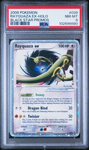 2006 POKEMON BLACK STAR PROMOS #039 RAYQUAZA EX-HOLO PSA 8 **NEW CERT**