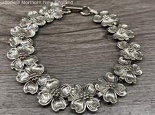 Sterling Silver Vintage Beau Dog Flower Links Bracelet 7