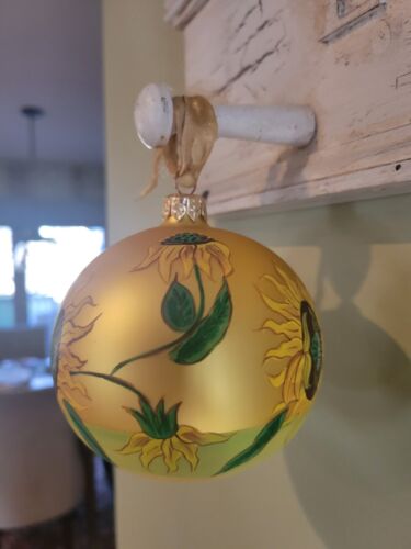SUNFLOWER Glass ORNAMENT/Handpainted/Numbered - Picture 2 of 6