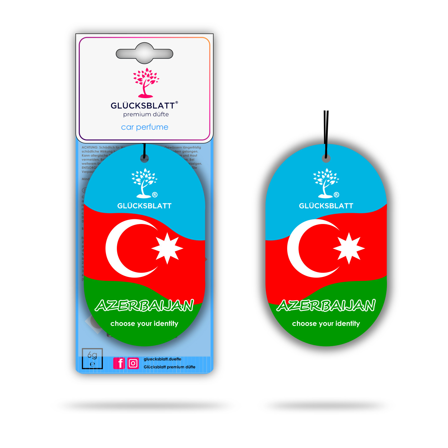 LUCKY LEAF Car Air Freshener Fragrance Tree Flag AAZERBAIJAN Baku