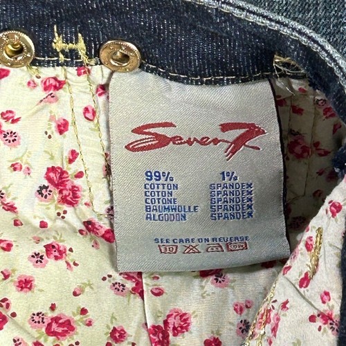 Seven7 Cropped Jeans Women 14 Limited Edition Blue Raw Hems Studded Wide Leg - Picture 11 of 15