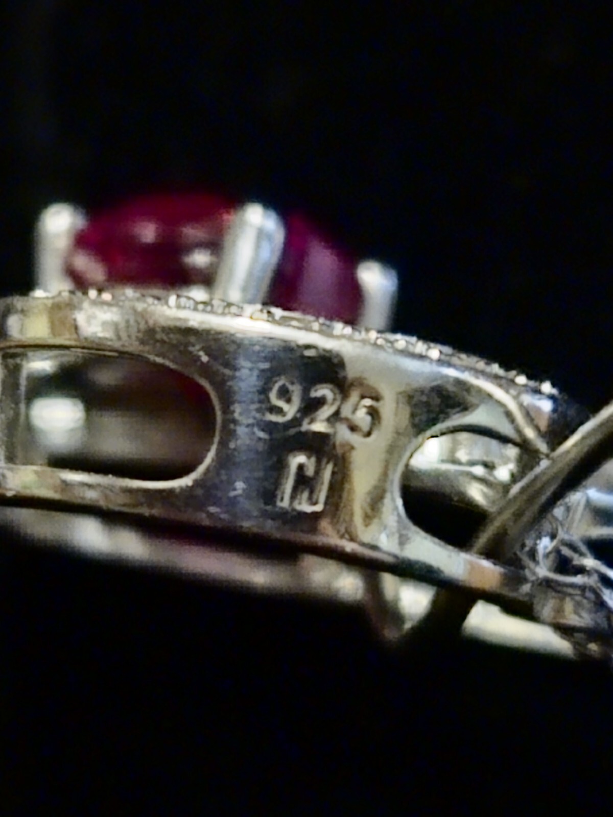 925 Sterling Silver Simulated Ruby Heart Necklace… - image 3