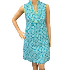 Eliza J Dress Turquoise White Yellow Geometric Print Sleeveless Shift 4