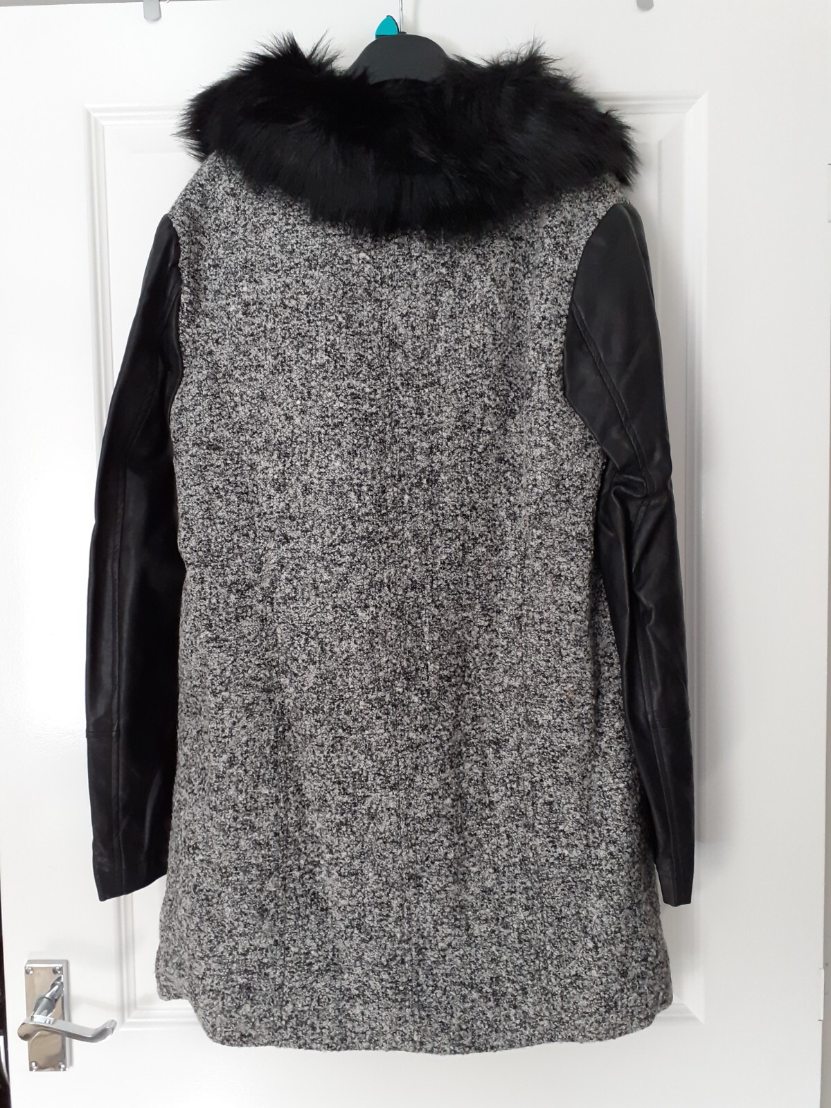 Ladies Coat Faux Leather & Faux Fur Size 12 F & F Tesco eBay