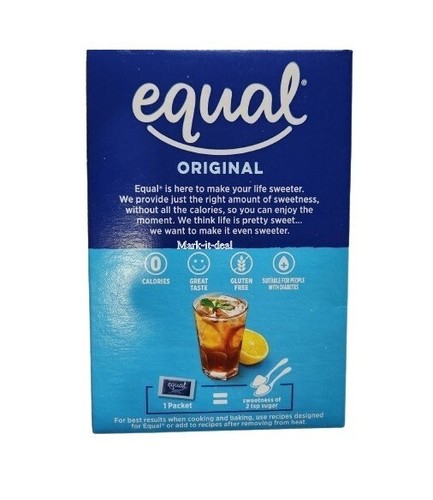 Equal Sweetener Zero Calorie Original Taste Sugar Substitute Powder Packet 115ct - Picture 2 of 2
