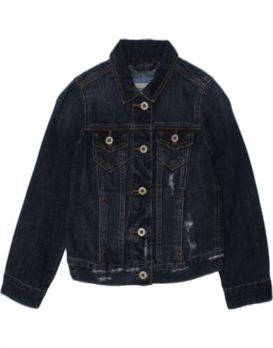 ABERCROMBIE & FITCH Mädchen Distressed Denim Jacke 7-8 Jahre marineblau QR06