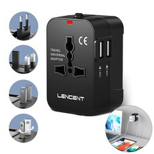 LENCENT Universal Power Plug Adapter 2 USB for US Travel to Australia Europe UK