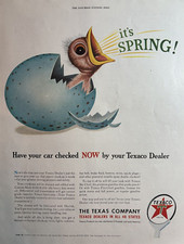 1953 Texaco Company Oil Gas Spring Bird Egg Car checked Dealer VTG Print Ad