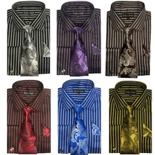 Men's shirt 60% cotton 40% Polyester Cuff Stiped Design By Fortino Lendi FL633