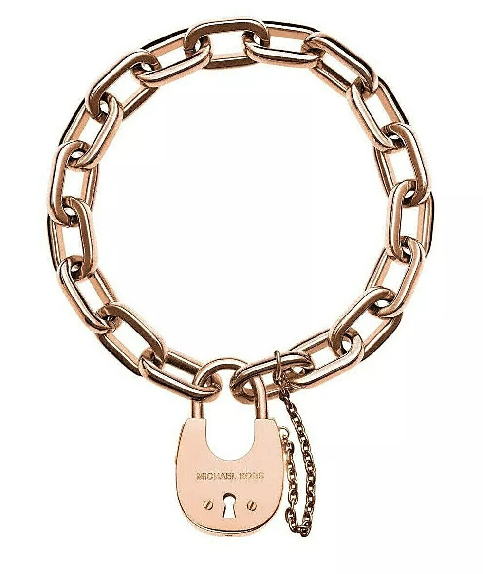 NWT MICHAEL KORS MKJ4629 CITYSCAPES ROSE GOLD TONE PADLOCK