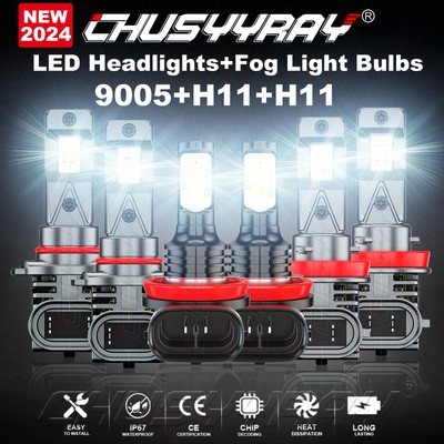 For Toyota Prius 2010-2015 LED Headlight High Low + Fog Light Bulbs Combo Kit A+