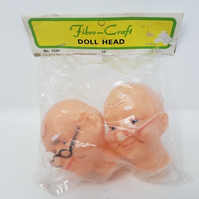 Vintage Fibre-Craft 2 3/4'' Grandpa Grandma Doll Heads - NIP