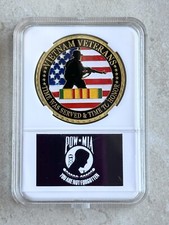 US army VIETNAM VETERANS *NEVER FORGET* Challenge Coin With Case POW-MIA