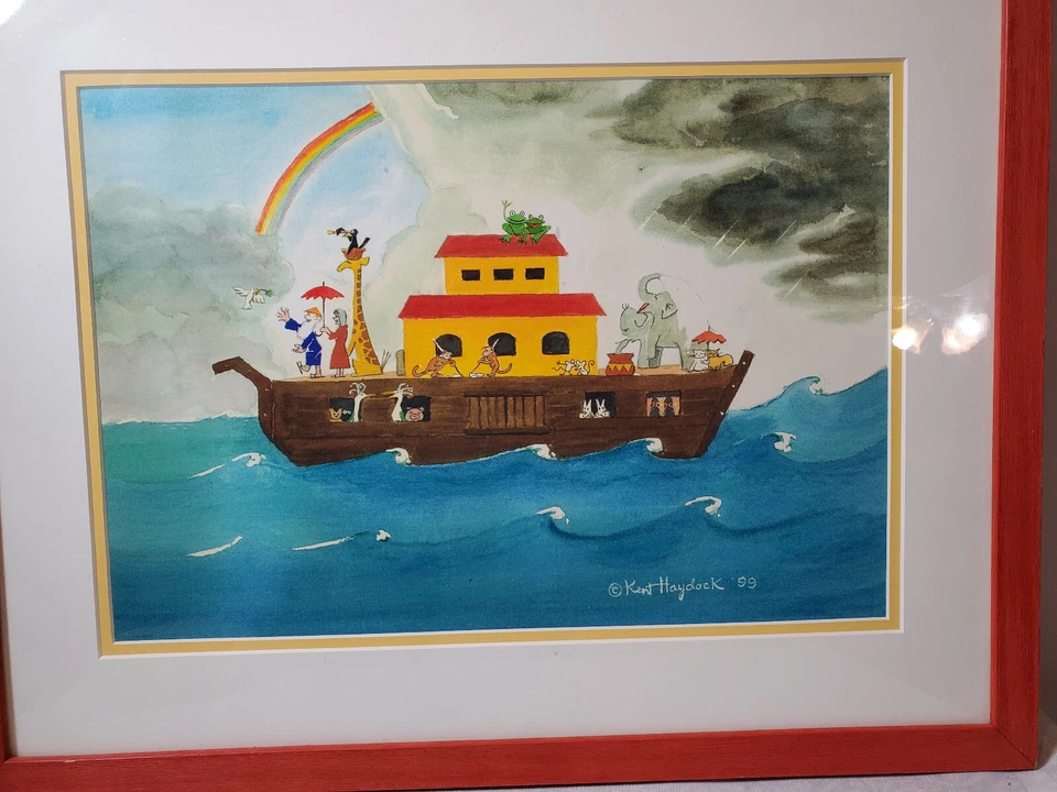 Pintura Arca de Noé decoración para colgar en la pared 1999 Kent Haydock habitación infantil para niños Foto 2 de 4