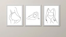 Set of 3 Line Drawing Modern Wall Prints Bedroom Room Home Wall Art A3 A4 A5