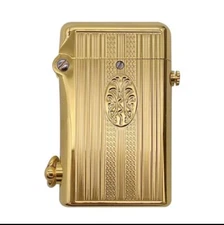 New VINTAGE THORENS Style DOUBLE CLAW AUTOMATIC LIGHTER  GOLD COLOR ETCHING