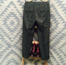 Men's Retro Herringbone Trousers British Woolen Striped Straight Pants Mix Warm