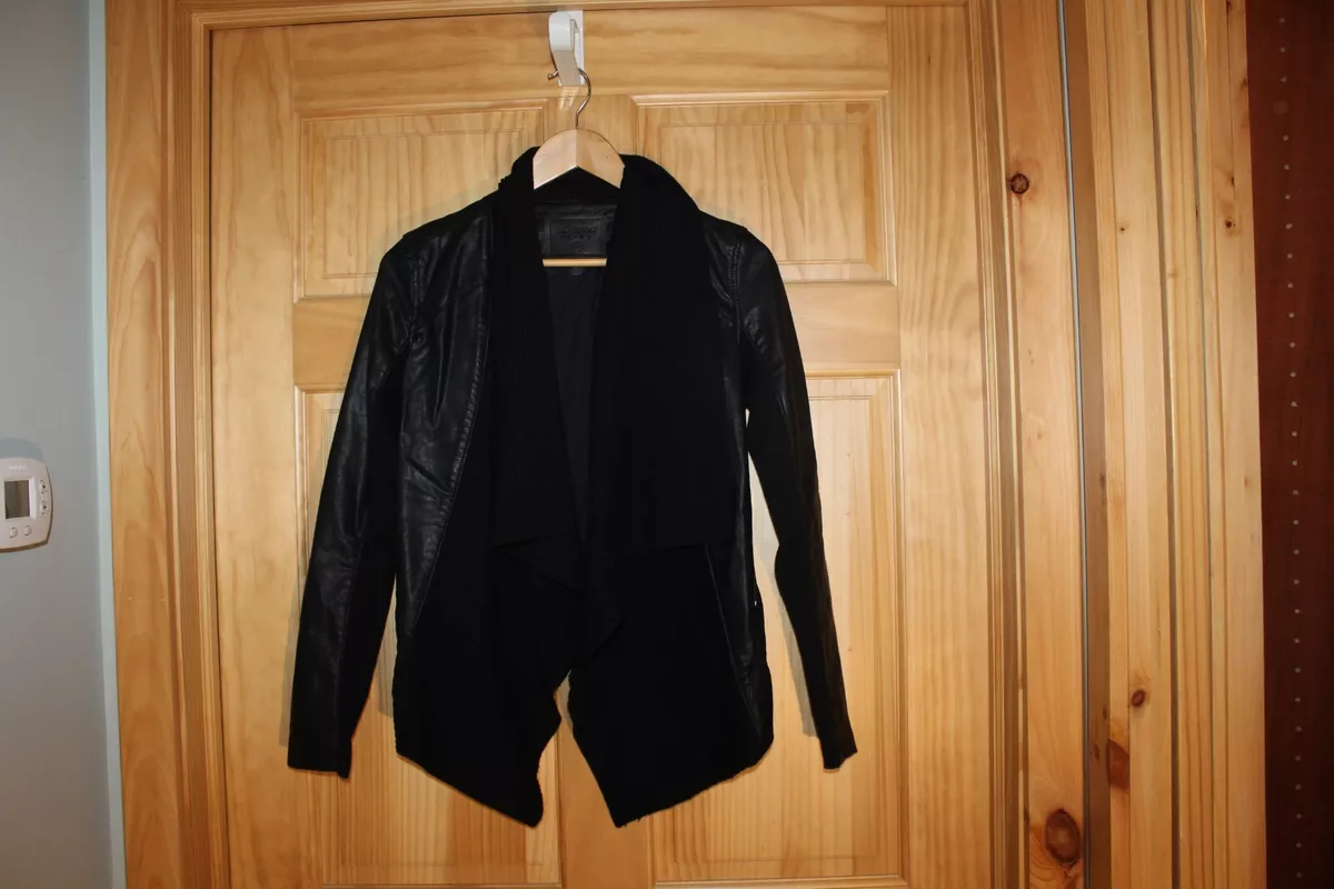 Faux leather hotsell open front jacket