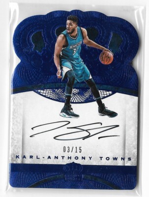 2016-17 Panini Preferred Crown Royale Autographs Blue Karl-Anthony Towns /15