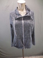 NIKE Size M Womens Gray Full Zip Stand Collar Pocket Slim Athletic Jacket 628