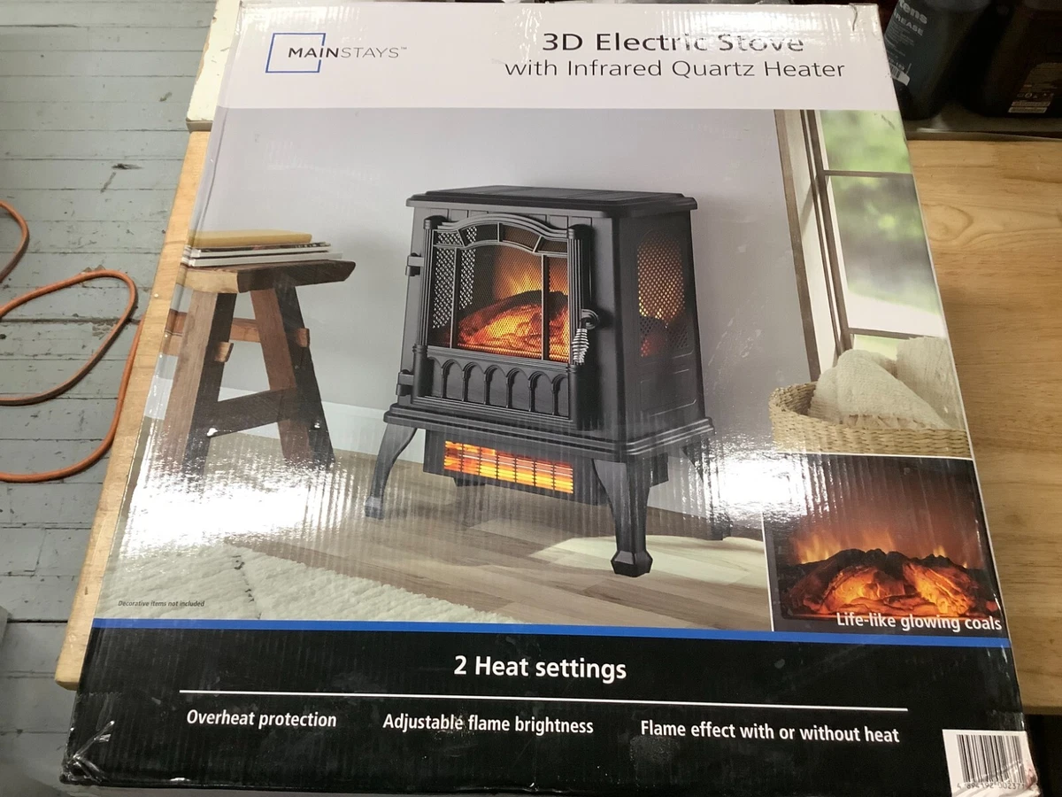 Mainstays - 1500w 2-Setting 3D Electric Stove Heater (SHAG-G24F), Black |  eBay