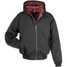 BRANDIT LORD CANTERBURY MENS HOODED JACKET ENGLISH BOMBER TARTAN COAT BLACK