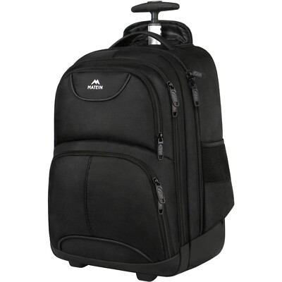 MATEIN Wheels Backpack 18 inch Rolling Travel Suitcase Computer Laptop Bag Black