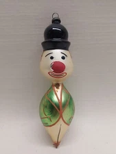 Vintage De Carlini Italian Blown Glass Ornament Clown 1950's 