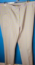 Vintage RARE 60s 70s Pastel Plaid Polyester Pants Unisex Handmade