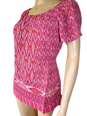 New BHS Ladies Red Short Sleeve Casual Summer Top Size 10-20 Scoop Neck