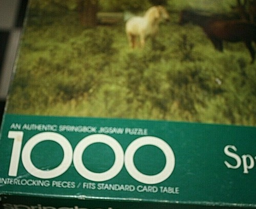 Springbok Puzzle Horses White & Brown in Meadow Farm 1000 pcs -U -9 - Picture 3 of 4