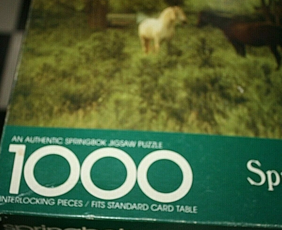 Springbok Puzzle Caballos Blanco y Marrón en Granja de Prado 1000 piezas -U-9 Foto 3 de 4