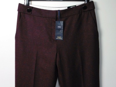 Sizes ~ BERRY M/&S Italian WOOL with Silk /& Cashmere STRAIGHT Leg TROUSERS ~ Var