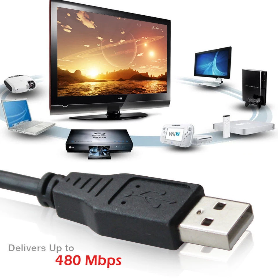 USB to USB Cable 2.0 Male to Male Data Charger Charging PC Laptop Mac - Image 2 of 2