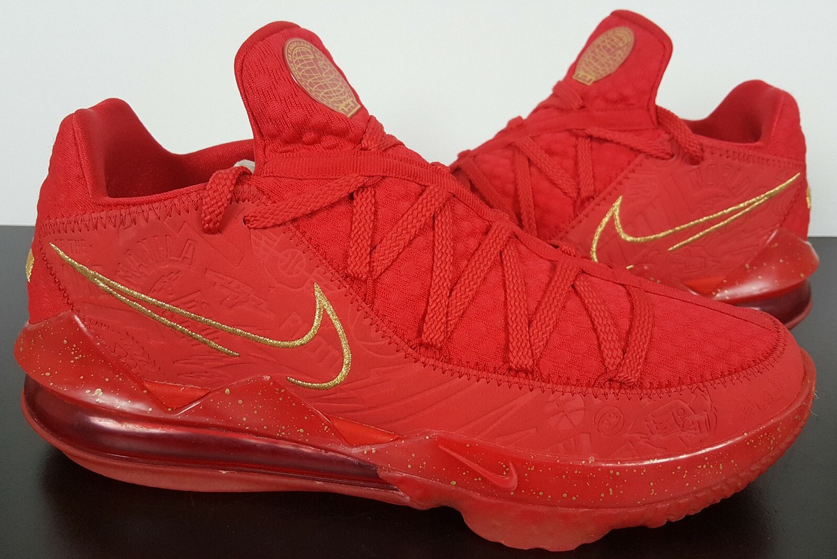 lebron 17 low red and gold