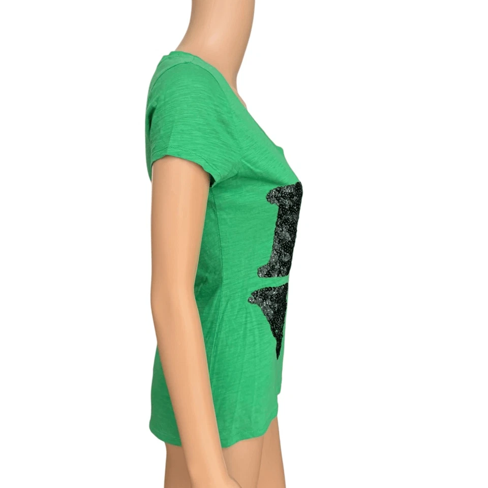 Express Mujer Love Lentejuelas Día de San Patricio Top Camisa Mezcla Algodón Talla XS Foto 2 de 4