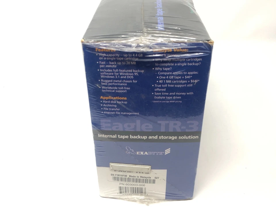 EXABYTE EAGLE TR-3 Floppy Interface Internal Tape Backup Factory Sealed NOS VTG - Image 4 of 4